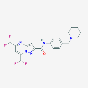 molecular formula C21H21F4N5O B456186 5,7-bis(difluoromethyl)-N-[4-(piperidin-1-ylmethyl)phenyl]pyrazolo[1,5-a]pyrimidine-2-carboxamide 