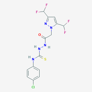 molecular formula C14H12ClF4N5OS B456187 2-{[3,5-bis(difluoromethyl)-1H-pyrazol-1-yl]acetyl}-N-(4-chlorophenyl)hydrazinecarbothioamide 