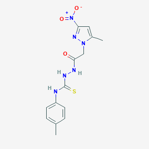 molecular formula C14H16N6O3S B456188 2-({3-nitro-5-methyl-1H-pyrazol-1-yl}acetyl)-N-(4-methylphenyl)hydrazinecarbothioamide 