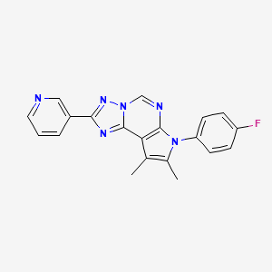 molecular formula C20H15FN6 B4561883 7-(4-fluorophenyl)-8,9-dimethyl-2-(3-pyridinyl)-7H-pyrrolo[3,2-e][1,2,4]triazolo[1,5-c]pyrimidine 