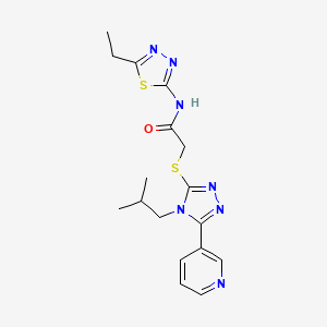 molecular formula C17H21N7OS2 B4561935 N-(5-ethyl-1,3,4-thiadiazol-2-yl)-2-{[4-(2-methylpropyl)-5-(pyridin-3-yl)-4H-1,2,4-triazol-3-yl]sulfanyl}acetamide 