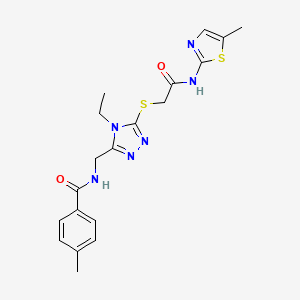 N-[[4-ethyl-5-[2-[(5-methyl-1,3-thiazol-2-yl)amino]-2-oxoethyl]sulfanyl-1,2,4-triazol-3-yl]methyl]-4-methylbenzamide