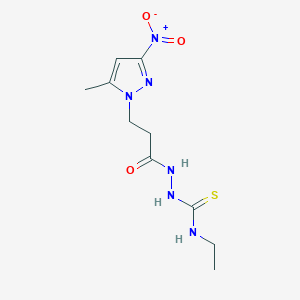 molecular formula C10H16N6O3S B456197 N-ethyl-2-(3-{3-nitro-5-methyl-1H-pyrazol-1-yl}propanoyl)hydrazinecarbothioamide 