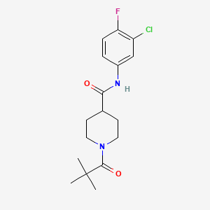 N-(3-chloro-4-fluorophenyl)-1-(2,2-dimethylpropanoyl)piperidine-4-carboxamide