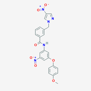 molecular formula C24H19N5O7 B456198 N-[3-(4-methoxyphenoxy)-5-nitrophenyl]-3-[(4-nitro-1H-pyrazol-1-yl)methyl]benzamide 