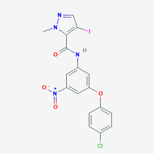 molecular formula C17H12ClIN4O4 B456199 N-[3-(4-chlorophenoxy)-5-nitrophenyl]-4-iodo-1-methyl-1H-pyrazole-5-carboxamide 