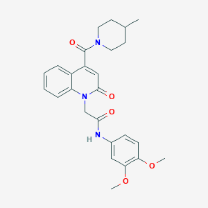 N-(3,4-DIMETHOXYPHENYL)-2-[4-(4-METHYLPIPERIDINE-1-CARBONYL)-2-OXO-1,2-DIHYDROQUINOLIN-1-YL]ACETAMIDE