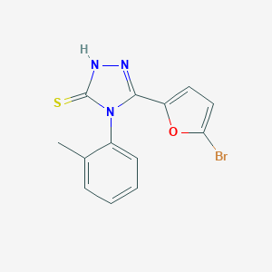 molecular formula C13H10BrN3OS B456213 5-(5-bromo-2-furyl)-4-(2-methylphenyl)-4H-1,2,4-triazol-3-yl hydrosulfide 