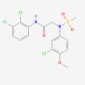 molecular formula C16H15Cl3N2O4S B4562201 N~2~-(3-chloro-4-methoxyphenyl)-N~1~-(2,3-dichlorophenyl)-N~2~-(methylsulfonyl)glycinamide 