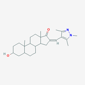 molecular formula C26H38N2O2 B456221 3-hydroxy-10,13-dimethyl-16-[(1,3,5-trimethyl-1H-pyrazol-4-yl)methylene]hexadecahydro-17H-cyclopenta[a]phenanthren-17-one 