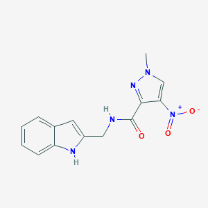 molecular formula C14H13N5O3 B456223 4-nitro-N-(1H-indol-2-ylmethyl)-1-methyl-1H-pyrazole-3-carboxamide 