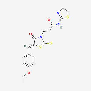 molecular formula C18H19N3O3S3 B4562236 N-(4,5-dihydro-1,3-thiazol-2-yl)-3-[5-(4-ethoxybenzylidene)-4-oxo-2-thioxo-1,3-thiazolidin-3-yl]propanamide 