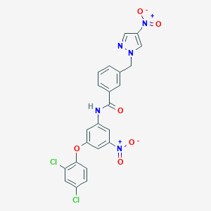 N-[3-(2,4-dichlorophenoxy)-5-nitrophenyl]-3-[(4-nitro-1H-pyrazol-1-yl)methyl]benzamide