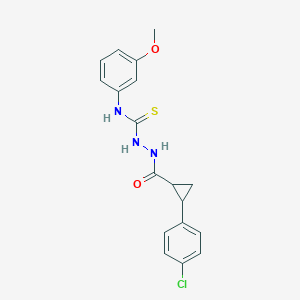 molecular formula C18H18ClN3O2S B456228 2-{[2-(4-chlorophenyl)cyclopropyl]carbonyl}-N-(3-methoxyphenyl)hydrazinecarbothioamide 
