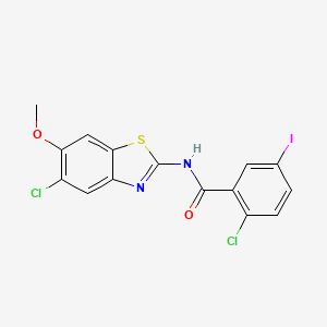 molecular formula C15H9Cl2IN2O2S B4562290 2-chloro-N-(5-chloro-6-methoxy-1,3-benzothiazol-2-yl)-5-iodobenzamide 