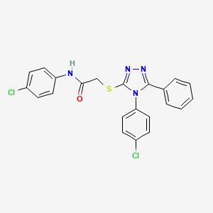 molecular formula C22H16Cl2N4OS B4562306 N-(4-chlorophenyl)-2-{[4-(4-chlorophenyl)-5-phenyl-4H-1,2,4-triazol-3-yl]sulfanyl}acetamide 