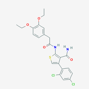 molecular formula C23H22Cl2N2O4S B456232 4-(2,4-Dichlorophenyl)-2-{[(3,4-diethoxyphenyl)acetyl]amino}-3-thiophenecarboxamide 