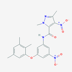 molecular formula C21H21N5O6 B456235 1,3-dimethyl-4-nitro-N-[3-nitro-5-(2,3,5-trimethylphenoxy)phenyl]-1H-pyrazole-5-carboxamide 