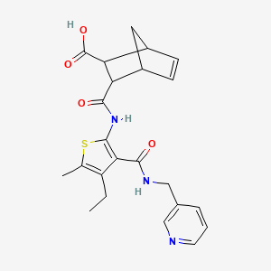 molecular formula C23H25N3O4S B4562351 3-{[(4-ETHYL-5-METHYL-3-{[(3-PYRIDYLMETHYL)AMINO]CARBONYL}-2-THIENYL)AMINO]CARBONYL}BICYCLO[2.2.1]HEPT-5-ENE-2-CARBOXYLIC ACID 