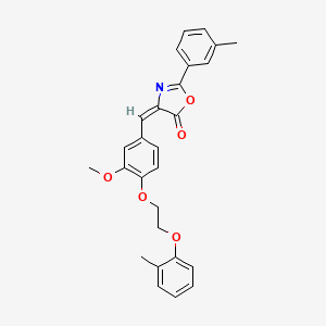 (4E)-4-[[3-methoxy-4-[2-(2-methylphenoxy)ethoxy]phenyl]methylidene]-2-(3-methylphenyl)-1,3-oxazol-5-one