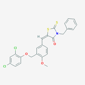 molecular formula C25H19Cl2NO3S2 B456236 3-Benzyl-5-{3-[(2,4-dichlorophenoxy)methyl]-4-methoxybenzylidene}-2-thioxo-1,3-thiazolidin-4-one 