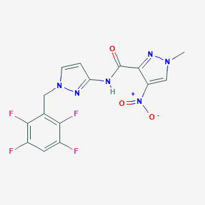molecular formula C15H10F4N6O3 B456239 4-nitro-1-methyl-N-[1-(2,3,5,6-tetrafluorobenzyl)-1H-pyrazol-3-yl]-1H-pyrazole-3-carboxamide 