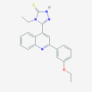 molecular formula C21H20N4OS B456242 5-[2-(3-ethoxyphenyl)-4-quinolinyl]-4-ethyl-4H-1,2,4-triazol-3-yl hydrosulfide 