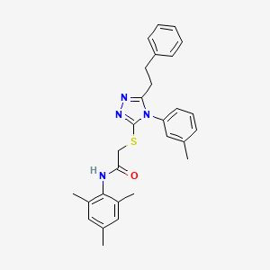 N-mesityl-2-{[4-(3-methylphenyl)-5-(2-phenylethyl)-4H-1,2,4-triazol-3-yl]thio}acetamide