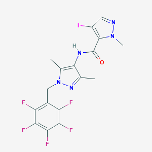 molecular formula C17H13F5IN5O B456249 N-[3,5-dimethyl-1-(pentafluorobenzyl)-1H-pyrazol-4-yl]-4-iodo-1-methyl-1H-pyrazole-5-carboxamide 