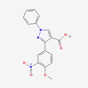 molecular formula C17H13N3O5 B4562497 3-(4-methoxy-3-nitrophenyl)-1-phenyl-1H-pyrazole-4-carboxylic acid 