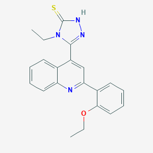 molecular formula C21H20N4OS B456252 5-[2-(2-ethoxyphenyl)-4-quinolinyl]-4-ethyl-4H-1,2,4-triazol-3-yl hydrosulfide 