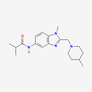 molecular formula C19H28N4O B4562534 2-Methyl-N-{1-methyl-2-[(4-methylpiperidin-1-YL)methyl]-1H-1,3-benzodiazol-5-YL}propanamide 