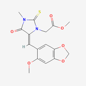 molecular formula C16H16N2O6S B4562538 methyl {5-[(6-methoxy-1,3-benzodioxol-5-yl)methylene]-3-methyl-4-oxo-2-thioxo-1-imidazolidinyl}acetate 