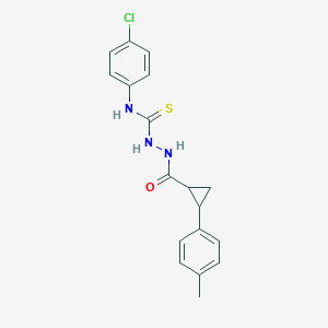 molecular formula C18H18ClN3OS B456257 N-(4-chlorophenyl)-2-{[2-(4-methylphenyl)cyclopropyl]carbonyl}hydrazinecarbothioamide 