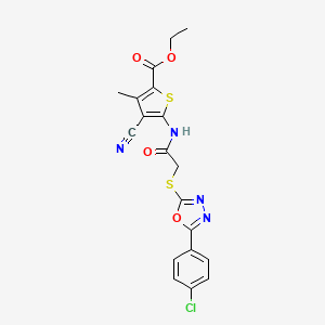 ethyl 5-[({[5-(4-chlorophenyl)-1,3,4-oxadiazol-2-yl]thio}acetyl)amino]-4-cyano-3-methyl-2-thiophenecarboxylate