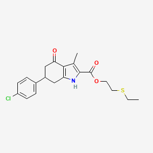 2-(ethylsulfanyl)ethyl 6-(4-chlorophenyl)-3-methyl-4-oxo-4,5,6,7-tetrahydro-1H-indole-2-carboxylate