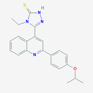 molecular formula C22H22N4OS B456266 4-ethyl-5-[2-(4-isopropoxyphenyl)-4-quinolinyl]-4H-1,2,4-triazol-3-yl hydrosulfide 