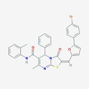 (2E)-2-{[5-(4-bromophenyl)furan-2-yl]methylidene}-7-methyl-N-(2-methylphenyl)-3-oxo-5-phenyl-2,3-dihydro-5H-[1,3]thiazolo[3,2-a]pyrimidine-6-carboxamide