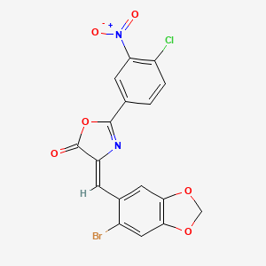 molecular formula C17H8BrClN2O6 B4562684 4-[(6-bromo-1,3-benzodioxol-5-yl)methylene]-2-(4-chloro-3-nitrophenyl)-1,3-oxazol-5(4H)-one 