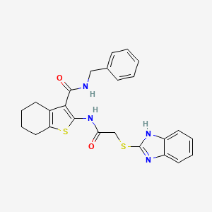 molecular formula C25H24N4O2S2 B4562705 2-{[(1H-benzimidazol-2-ylthio)acetyl]amino}-N-benzyl-4,5,6,7-tetrahydro-1-benzothiophene-3-carboxamide 