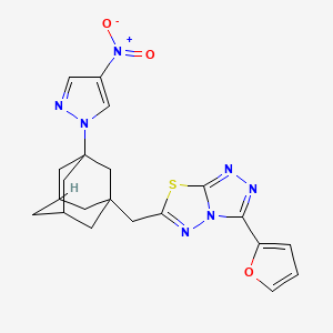 molecular formula C21H21N7O3S B4562728 3-(2-furyl)-6-{[3-(4-nitro-1H-pyrazol-1-yl)-1-adamantyl]methyl}[1,2,4]triazolo[3,4-b][1,3,4]thiadiazole 