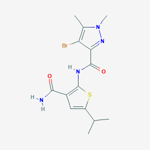 molecular formula C14H17BrN4O2S B456274 N-[3-(aminocarbonyl)-5-isopropyl-2-thienyl]-4-bromo-1,5-dimethyl-1H-pyrazole-3-carboxamide 