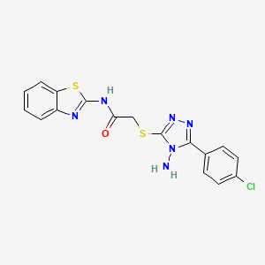 molecular formula C17H13ClN6OS2 B4562751 2-{[4-amino-5-(4-chlorophenyl)-4H-1,2,4-triazol-3-yl]sulfanyl}-N-(1,3-benzothiazol-2-yl)acetamide 