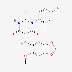 (5Z)-1-(4-bromo-2-methylphenyl)-5-[(6-methoxy-1,3-benzodioxol-5-yl)methylidene]-2-thioxodihydropyrimidine-4,6(1H,5H)-dione