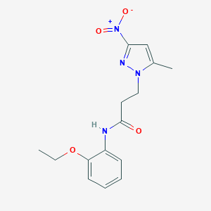 molecular formula C15H18N4O4 B456281 N-(2-ethoxyphenyl)-3-(5-methyl-3-nitro-1H-pyrazol-1-yl)propanamide 
