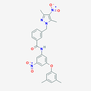 molecular formula C27H25N5O6 B456283 3-[(3,5-dimethyl-4-nitro-1H-pyrazol-1-yl)methyl]-N-[3-(3,5-dimethylphenoxy)-5-nitrophenyl]benzamide 