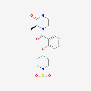 molecular formula C19H27N3O5S B4562836 (3S)-1,3-dimethyl-4-(2-{[1-(methylsulfonyl)-4-piperidinyl]oxy}benzoyl)-2-piperazinone 