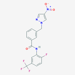 N-[2-fluoro-5-(trifluoromethyl)phenyl]-3-({4-nitro-1H-pyrazol-1-yl}methyl)benzamide