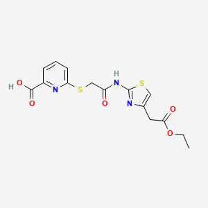 molecular formula C15H15N3O5S2 B4562845 6-[(2-{[4-(2-ethoxy-2-oxoethyl)-1,3-thiazol-2-yl]amino}-2-oxoethyl)thio]-2-pyridinecarboxylic acid 