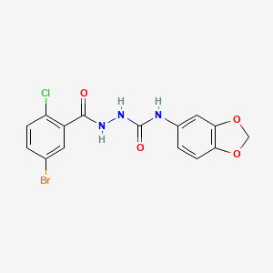 molecular formula C15H11BrClN3O4 B4562872 N-1,3-benzodioxol-5-yl-2-(5-bromo-2-chlorobenzoyl)hydrazinecarboxamide 